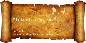Miskovits Anikó névjegykártya